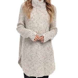Free People • Dylan Tweedy Wool Blend Cowl Neck Sweater • Size L